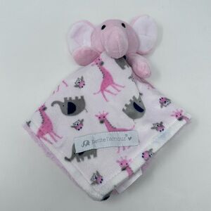 Petite L’Amour Baby Lovey White Pink Elephant Giraffe Soft Security Blanket